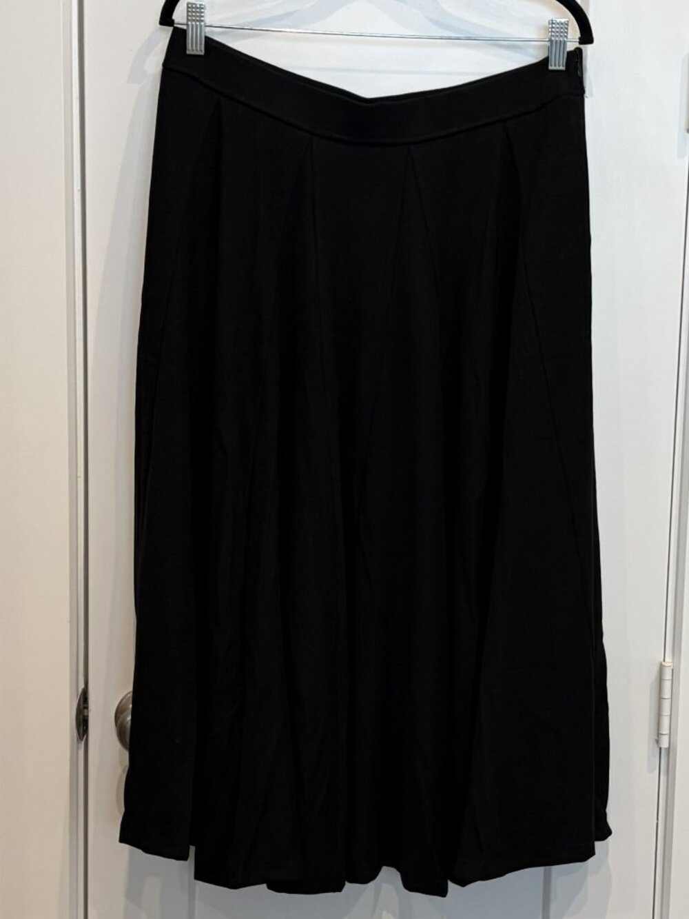 OGL Black Sandwashed TENCEL Lyocell Godet Midi Skirt L NWT